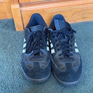 Adidas Men's Black Suede Sneakers with White Stripes